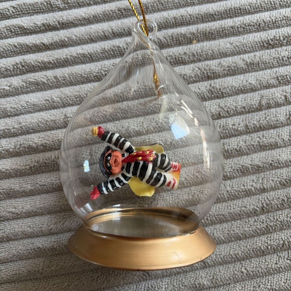 *Rare McDonald's Glass Teardrop Christmas Ornament-Hamburgler. Vintage READ